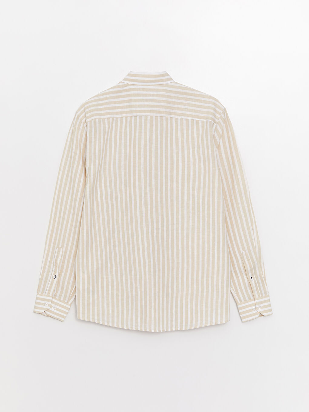 ерлерге арналған ұзын жең жолақты стандартты пішім жейде-6