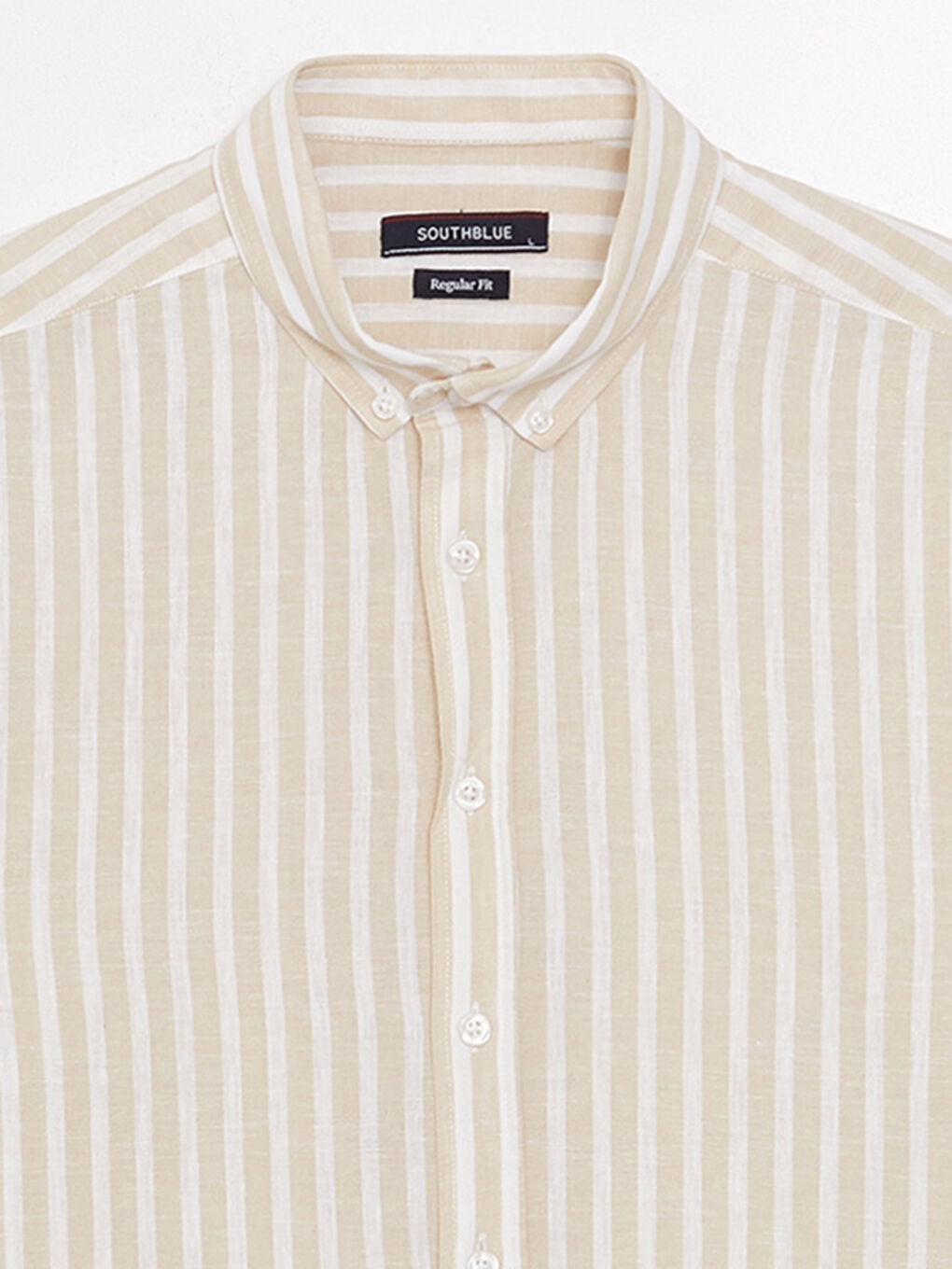 ерлерге арналған ұзын жең жолақты стандартты пішім жейде-7