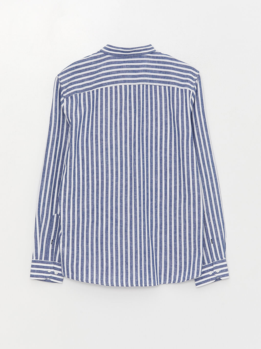 Lacivert Regular Fit Uzun Kollu Çizgili Erkek Gömlek-6