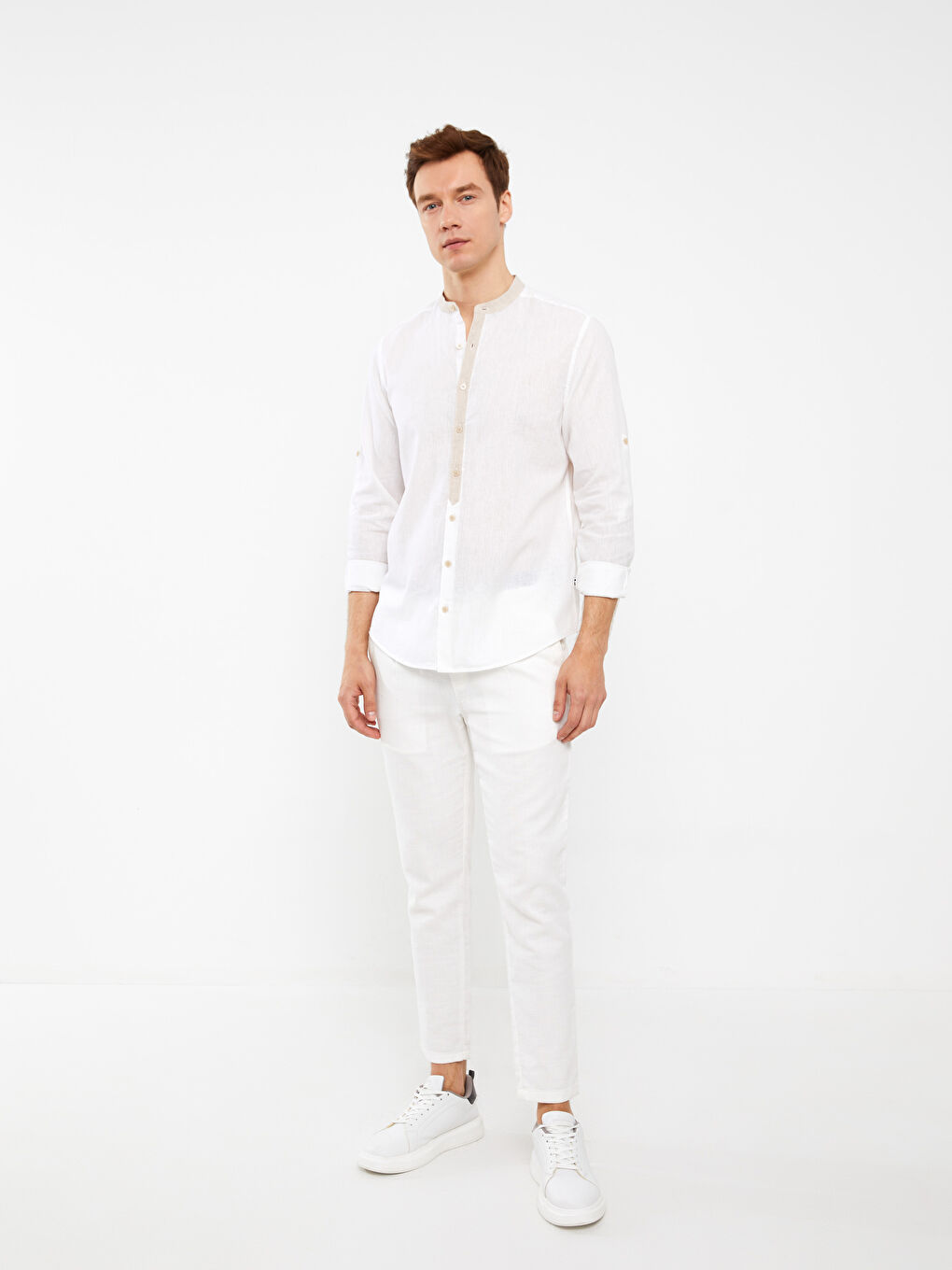 SOUTHBLUE Regular Fit Collar Long Sleeve Linen Blended Men's Shirt -S3FT19Z8-Q6K