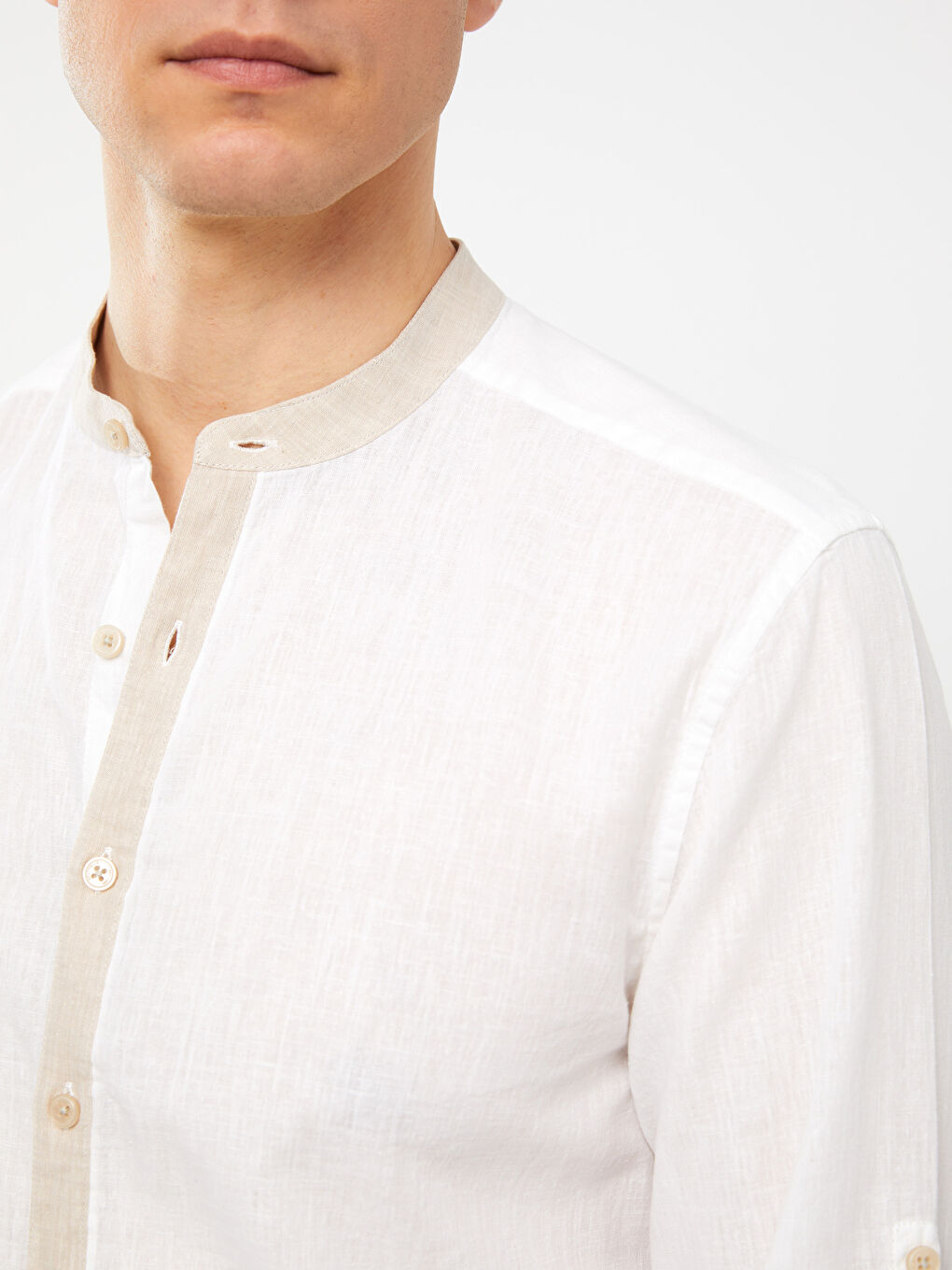 SOUTHBLUE Regular Fit Collar Long Sleeve Linen Blended Men's Shirt -S3FT19Z8-Q6K