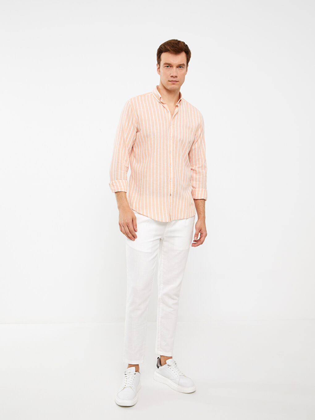 Mercan Regular Fit Uzun Kollu Çizgili Erkek Gömlek-1