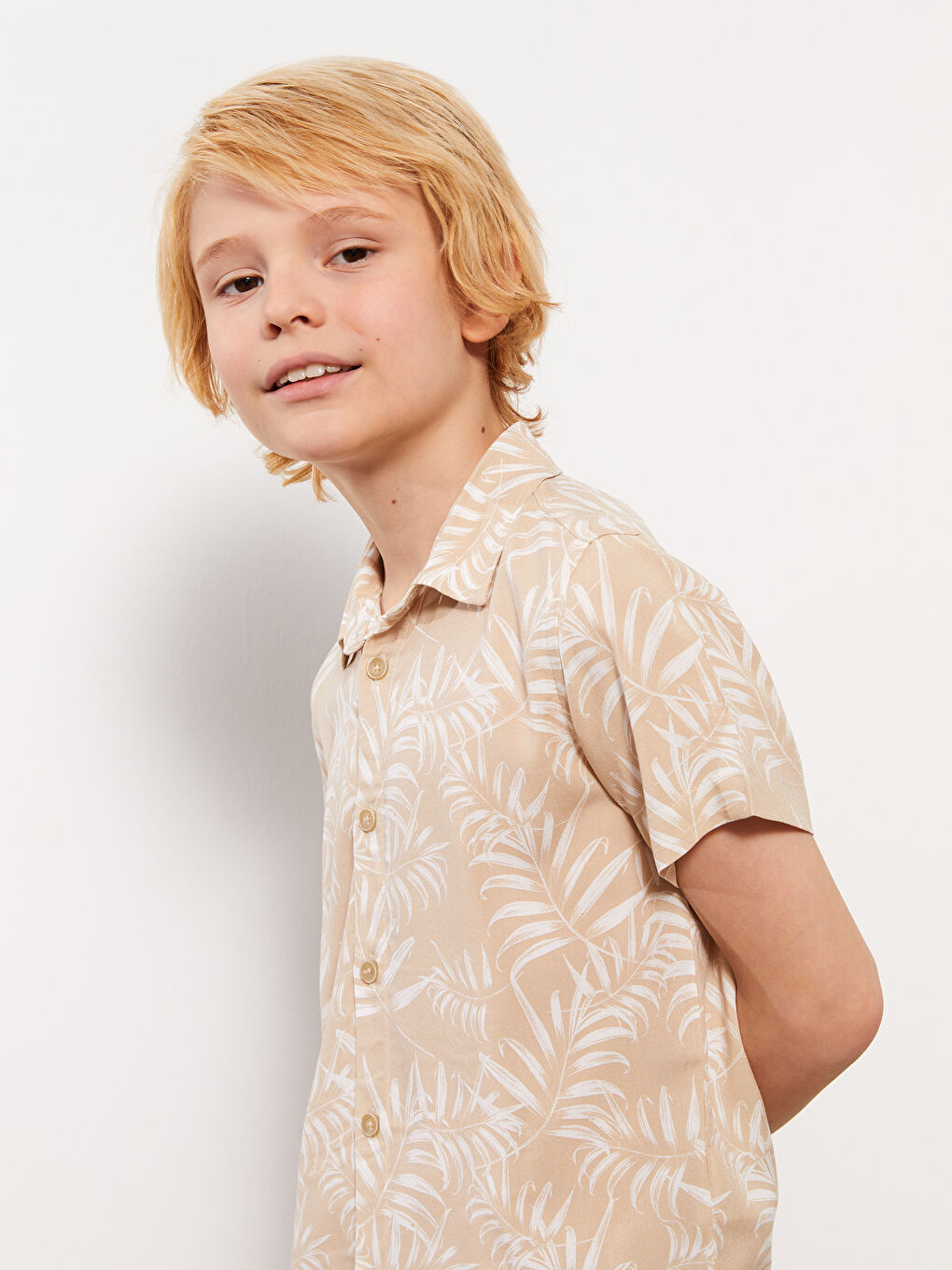 Patterned Short Sleeve Boys' Shirt