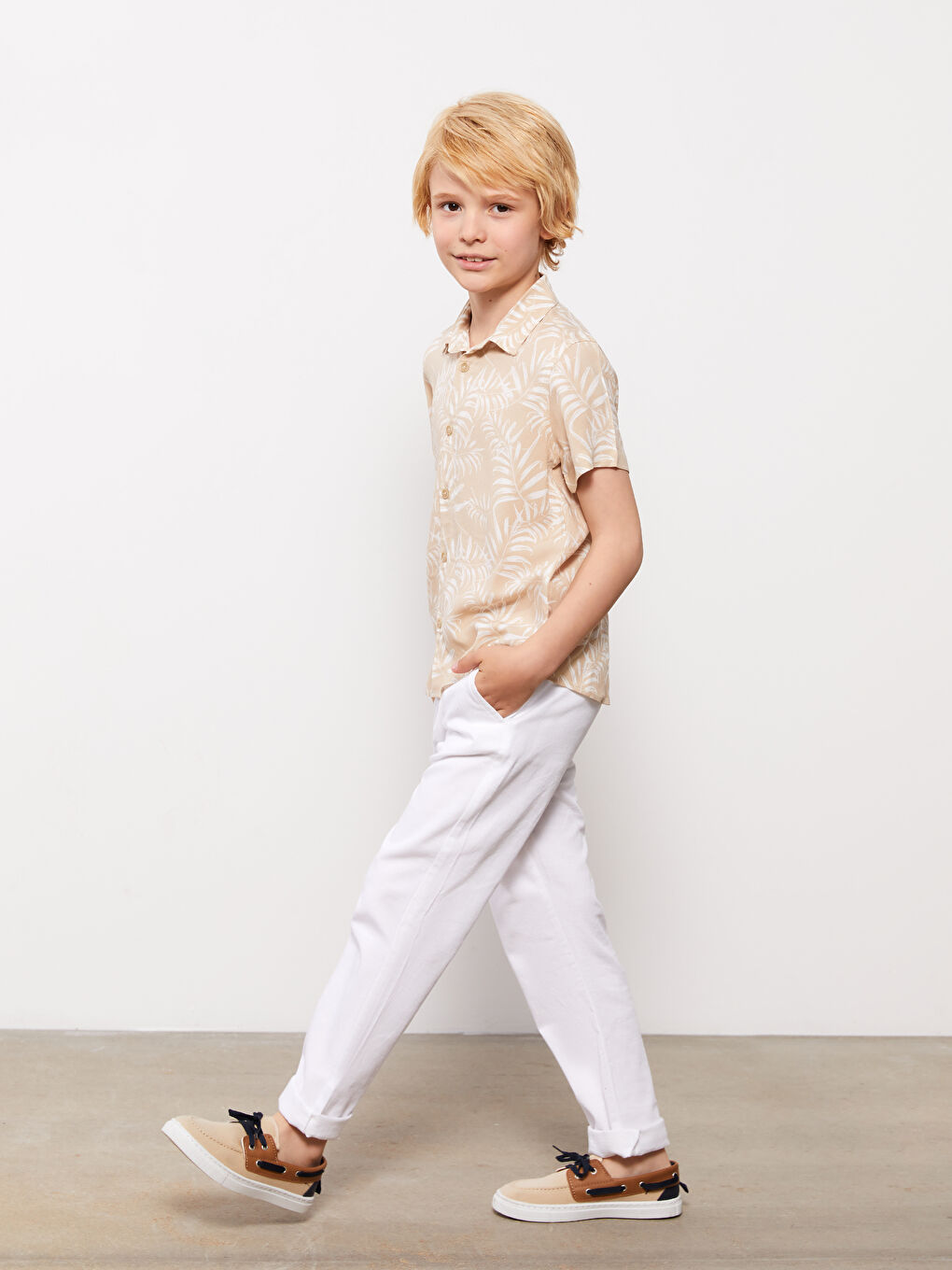 Patterned Short Sleeve Boys' Shirt-2
