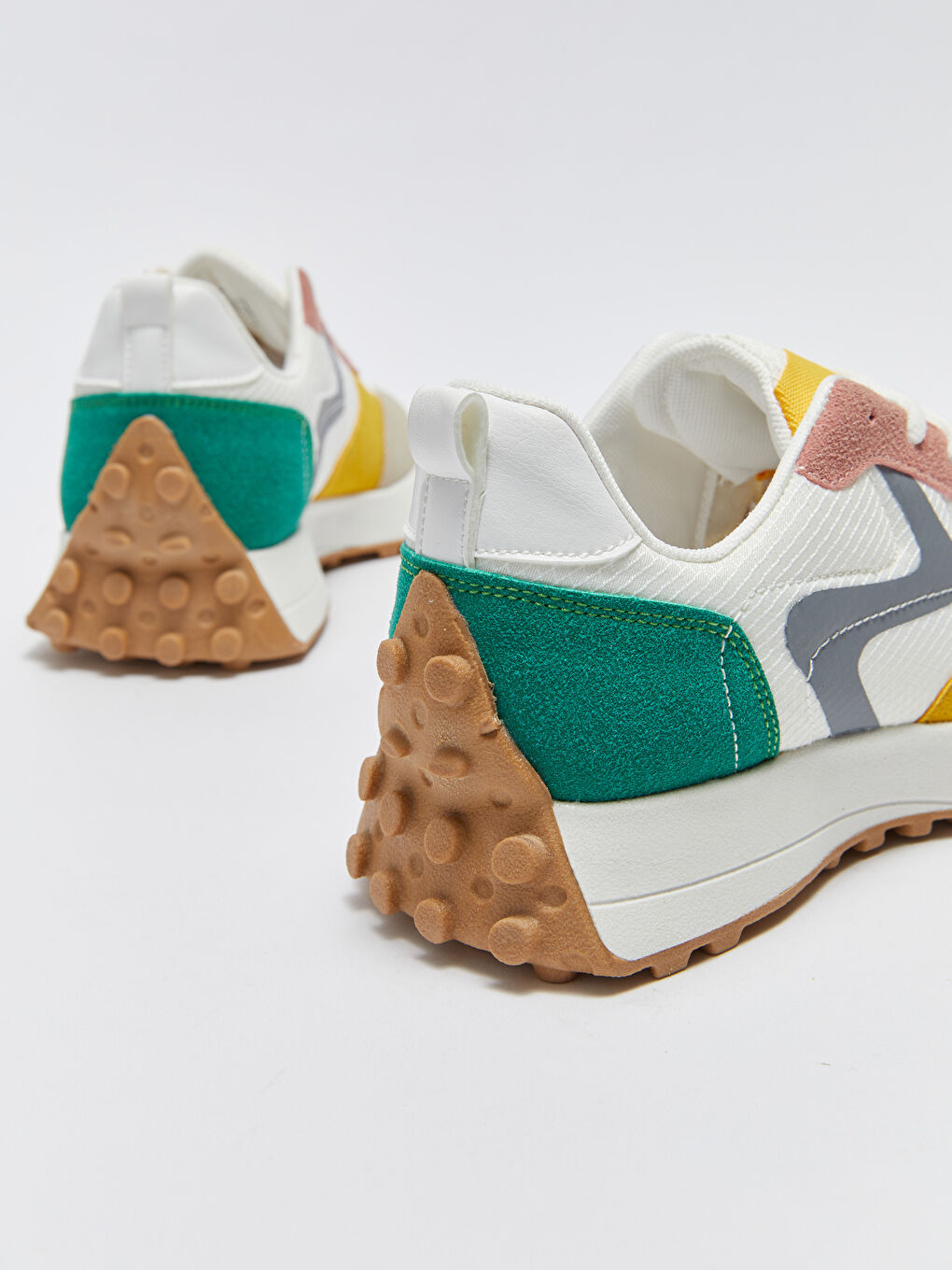 Karışık Renk Bloklu Bağcıklı Kadın Spor Ayakkabı-4