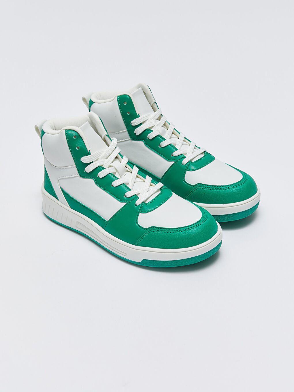 Yeşil Renk Bloklu Bağcıklı Bilek Boy Kadın Spor Ayakkabı