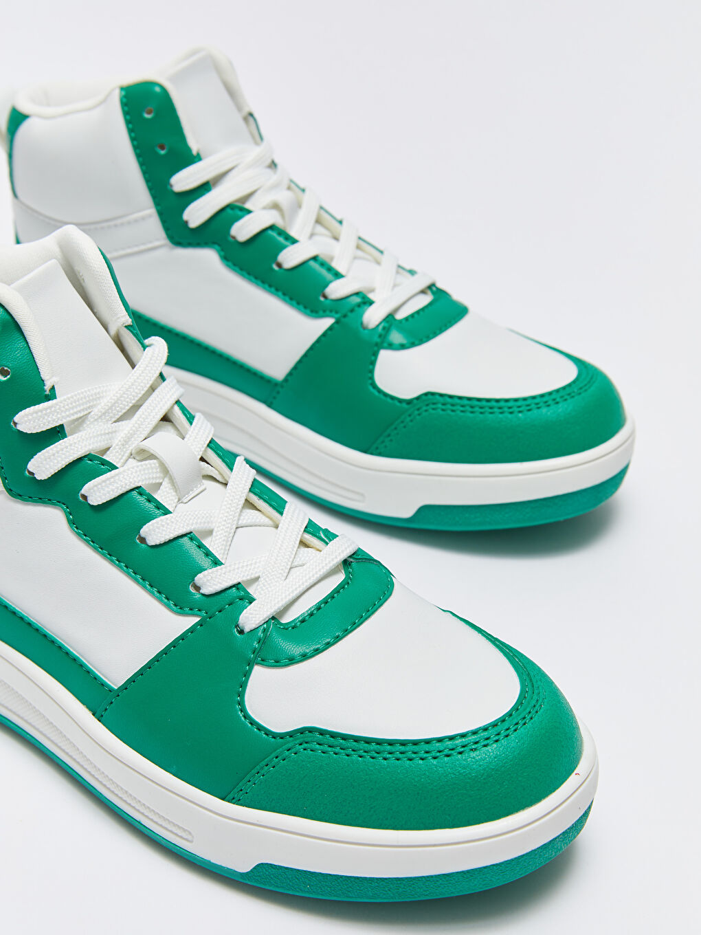 Yeşil Renk Bloklu Bağcıklı Bilek Boy Kadın Spor Ayakkabı-2