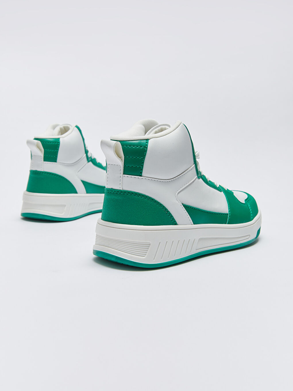 Yeşil Renk Bloklu Bağcıklı Bilek Boy Kadın Spor Ayakkabı-4