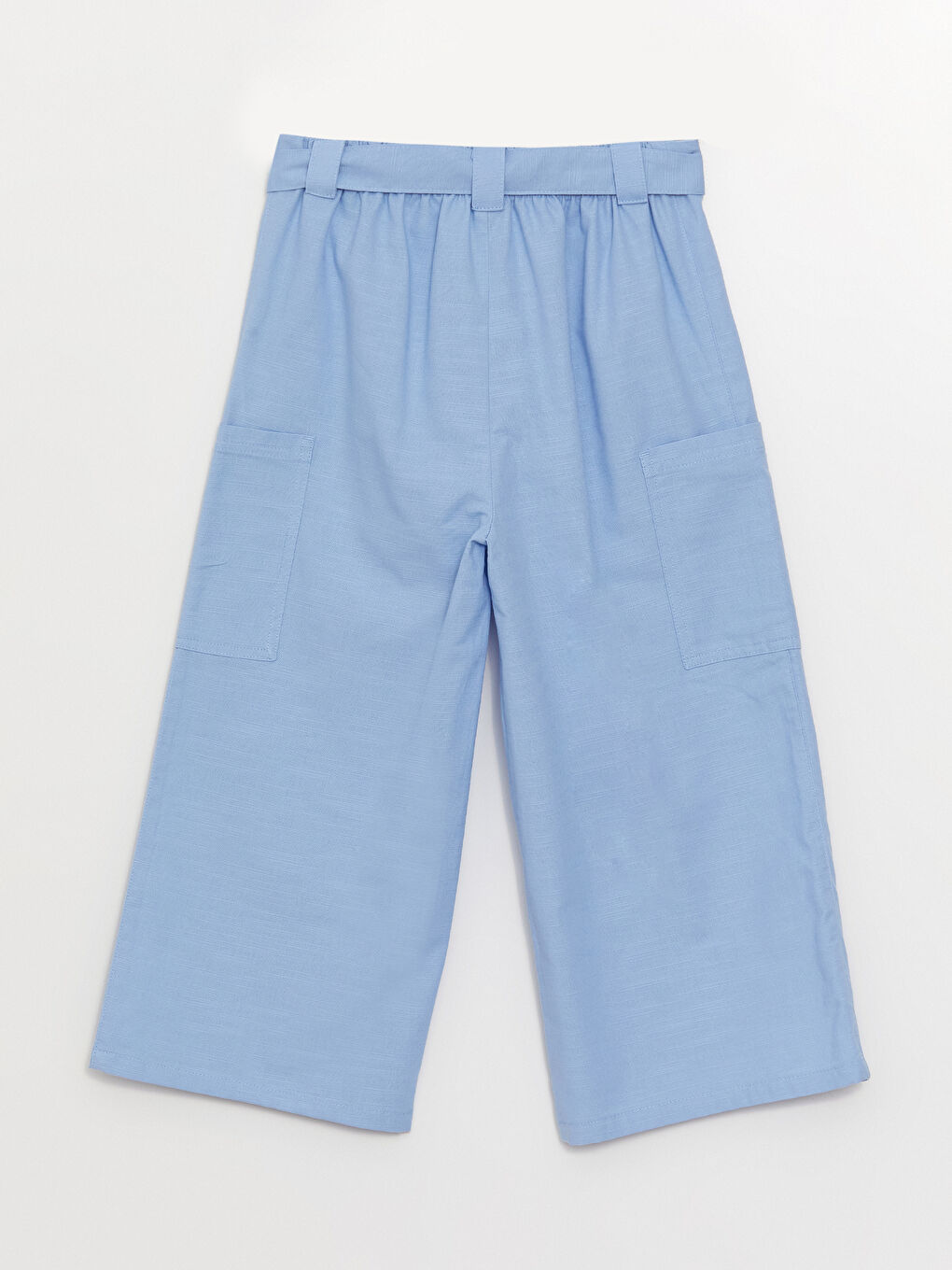 Mavi Beli Lastikli Wideleg Kız Çocuk Kapri-1