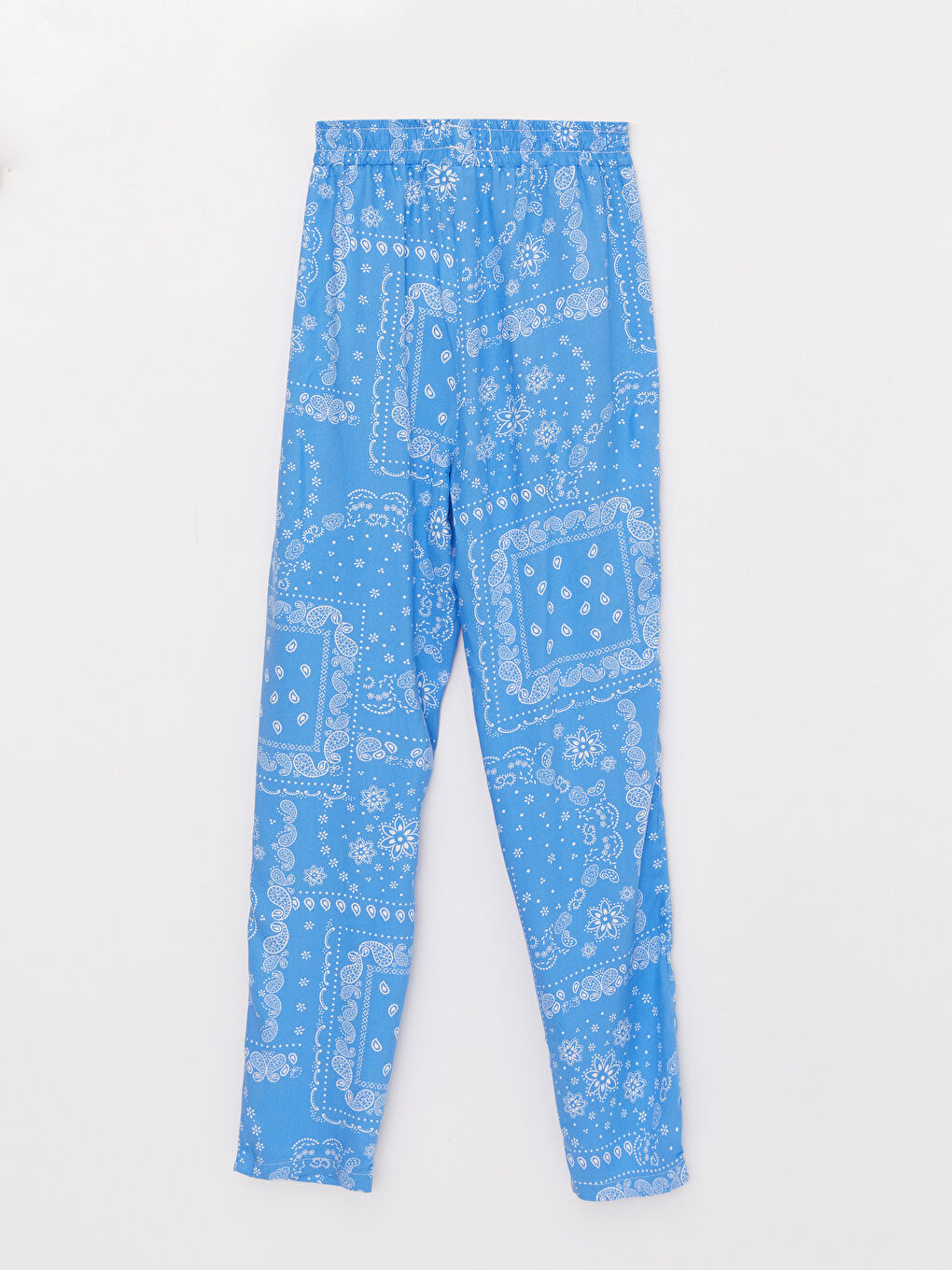 Mavi Beli Lastikli Desenli Kız Çocuk Pantolon-1