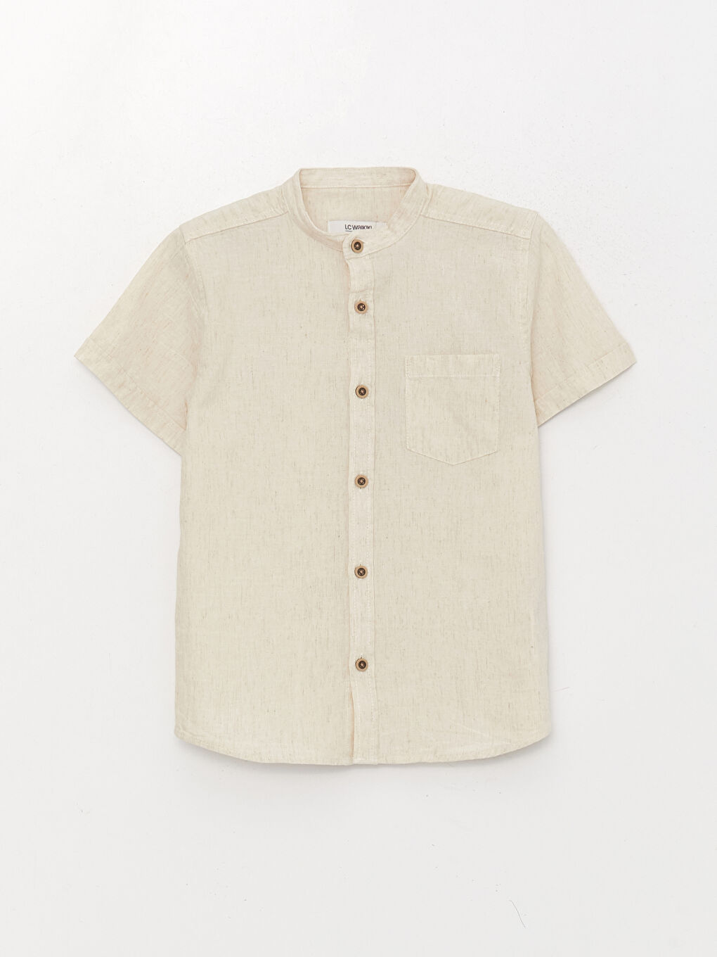 Grandad Collar Linen Blend Boys' Shirt -S3FT59Z4-FT0