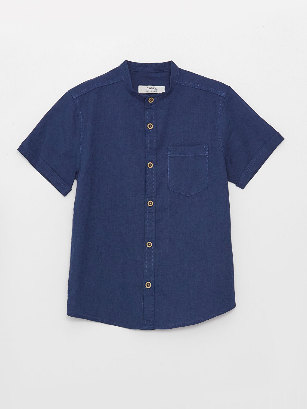 Рубашка Для мальчиков из льняной смеси с воротником-стойкой-2