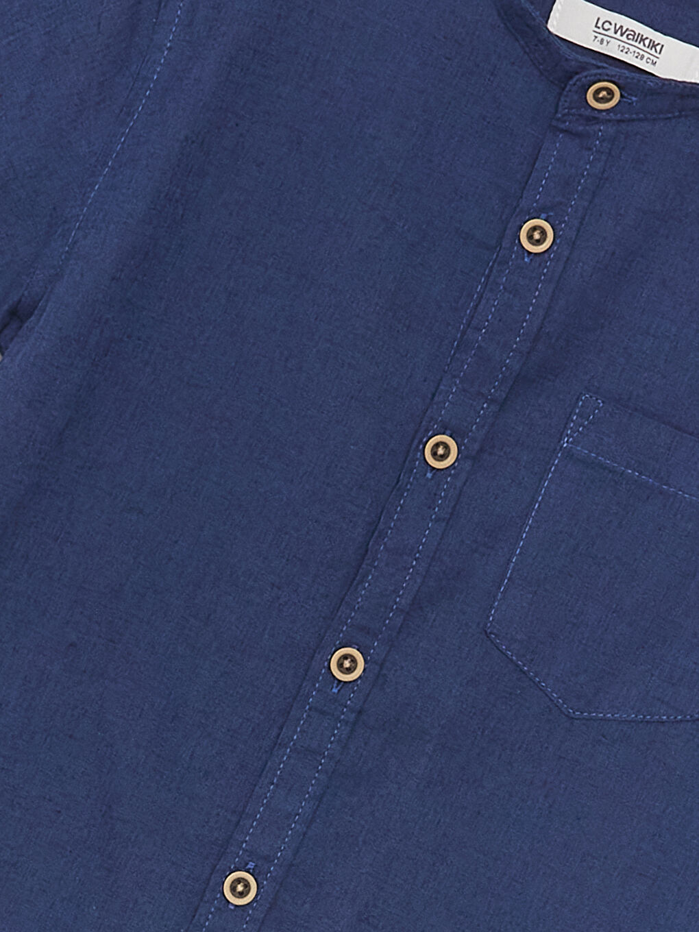 Рубашка Для мальчиков из льняной смеси с воротником-стойкой-4