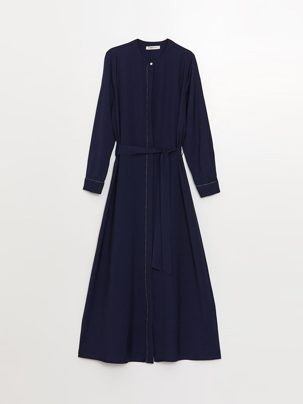 Grandad Collar Plain Long-Sleeve Women's A-Line Dress -S3FT60Z8-E1J