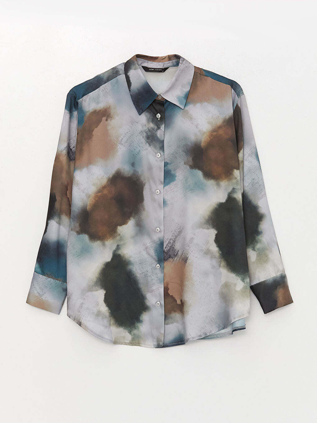 Cămașă Supradimensionată din Satin pentru Femei cu Model-4