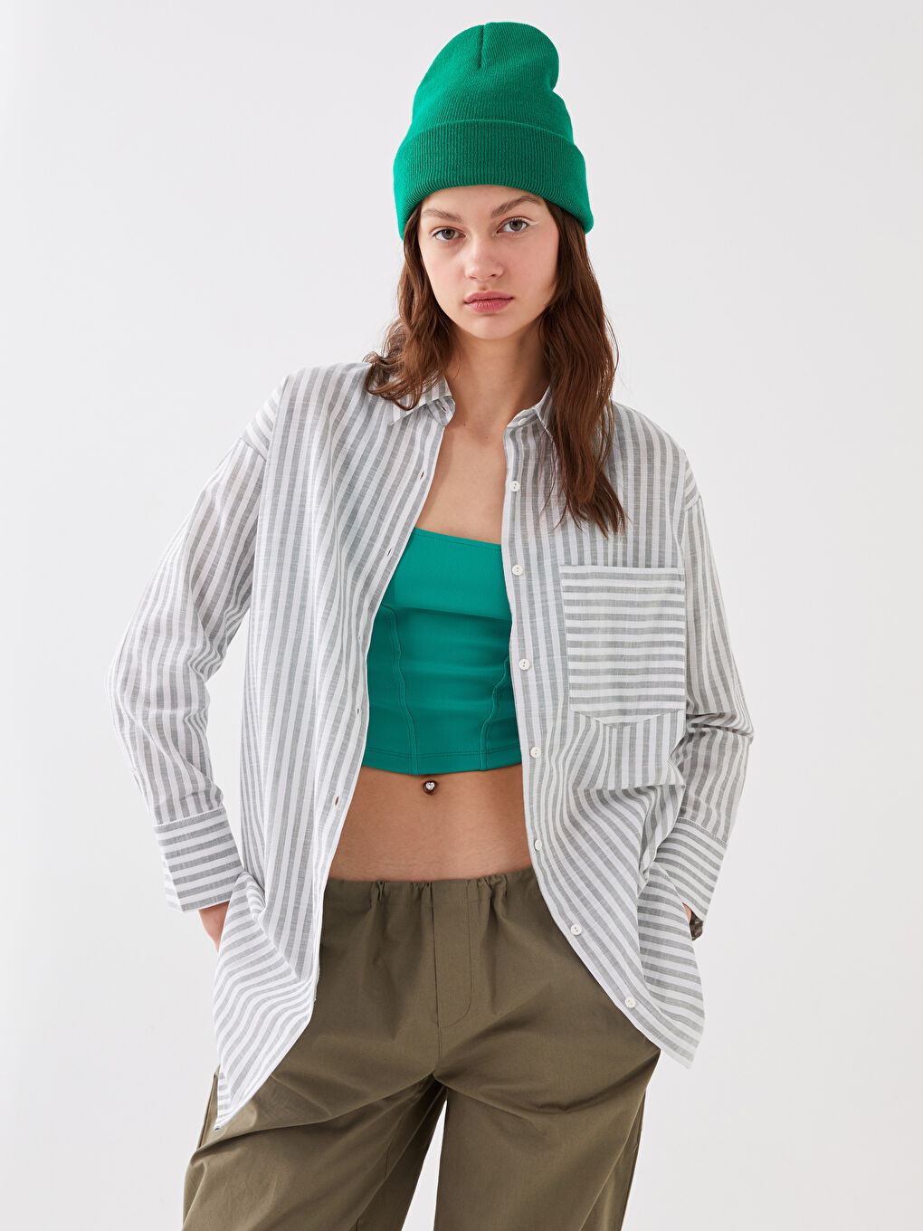 Striped Oversize Women's Shirt Tunic