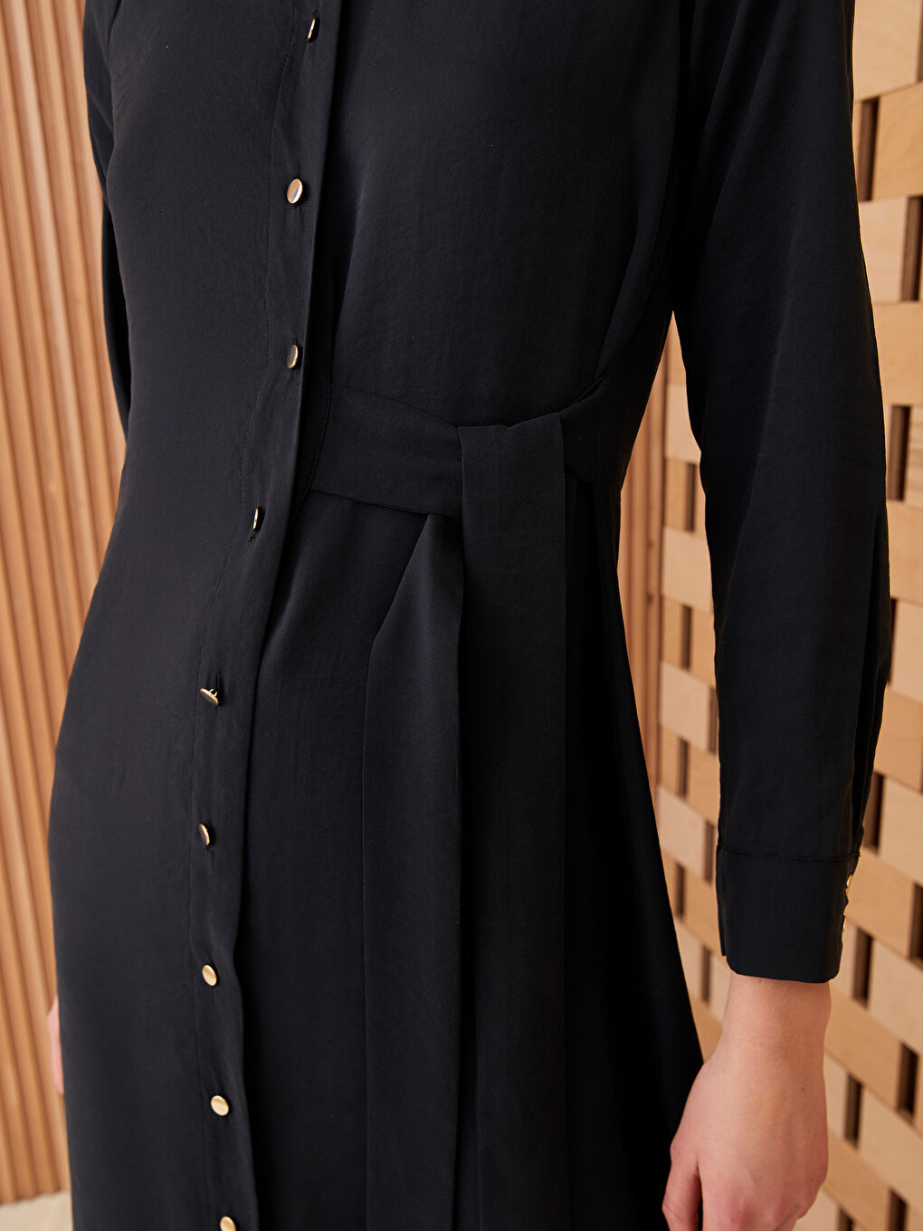 Plain Long Sleeve Women Shirt Dress -S3FT72Z8-RQL
