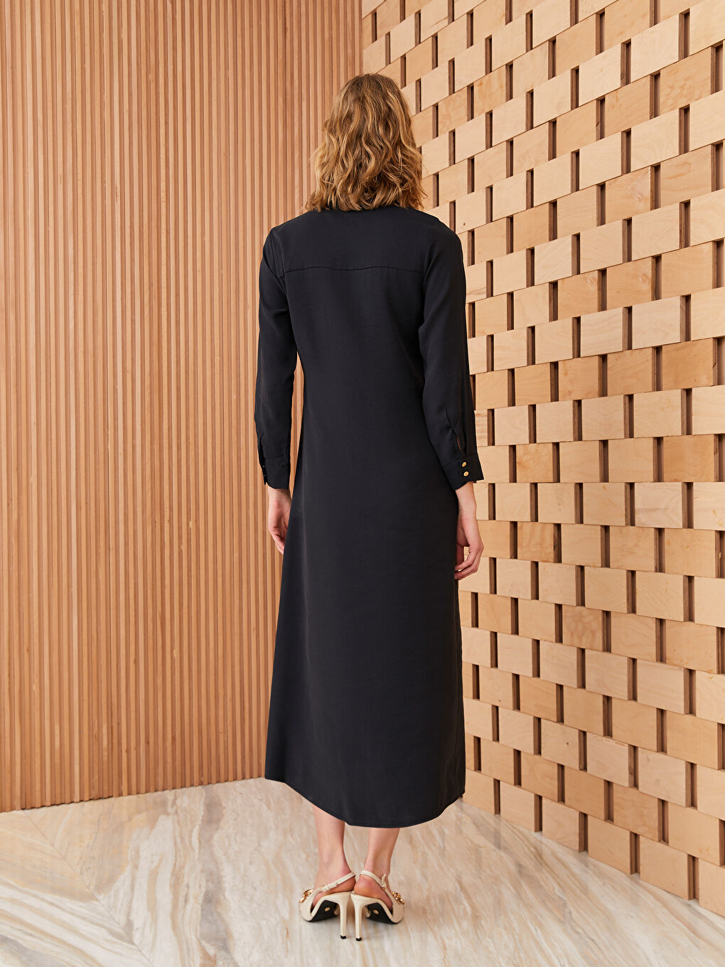 Plain Long Sleeve Women Shirt Dress -S3FT72Z8-RQL