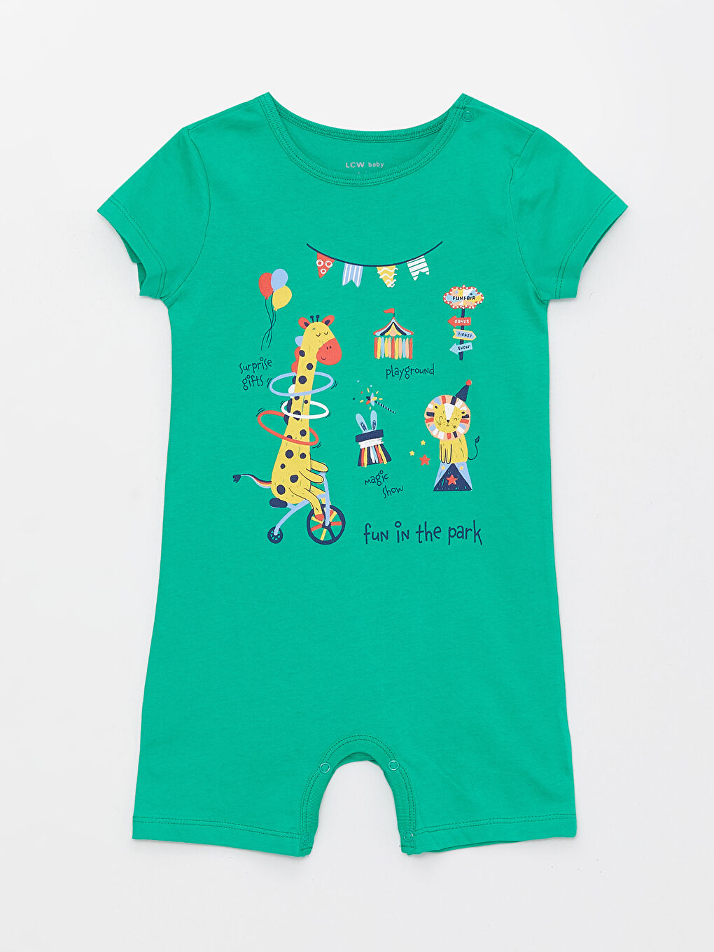 Crew Neck Short Sleeve Printed Baby Boy Rompers 2 Pack-1