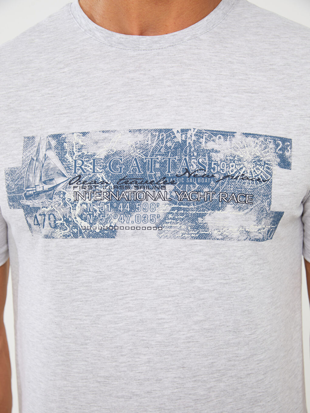 Crew Neck Short Sleeve Printed Combed Cotton Men's T-shirt-3