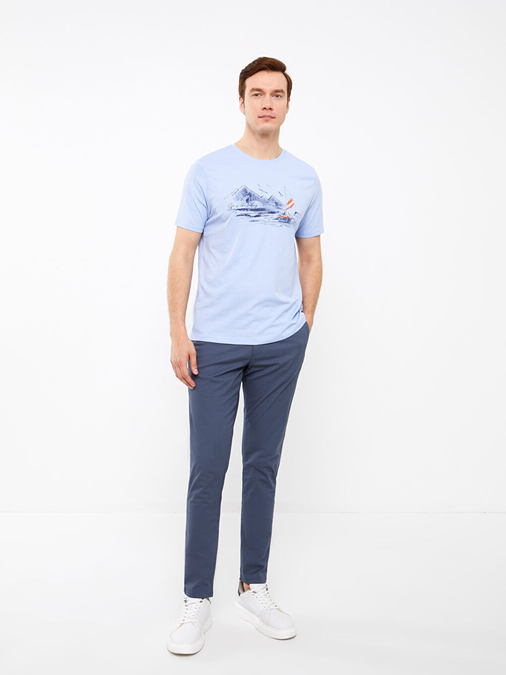 Crew Neck Short Sleeve Printed Combed Cotton Men's T-shirt-2