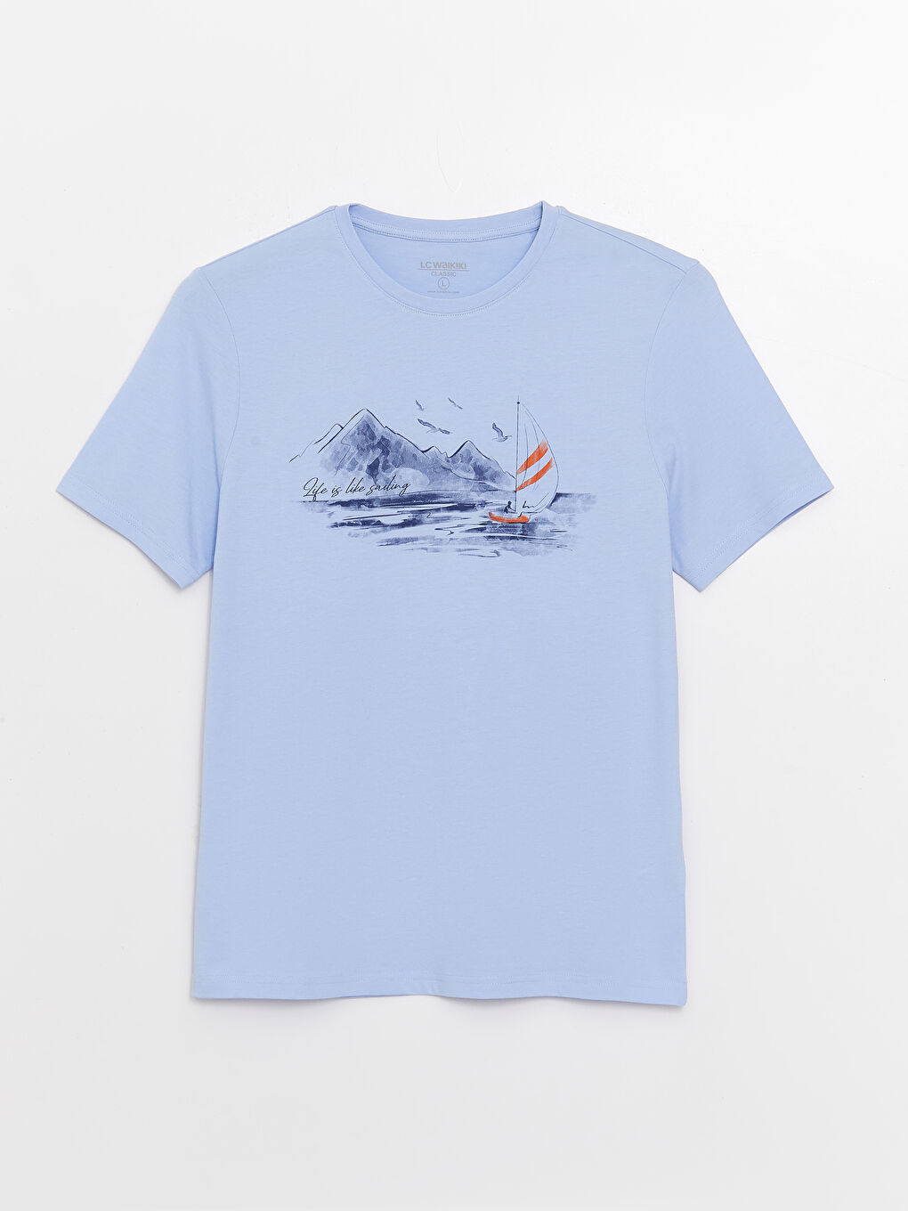 Crew Neck Short Sleeve Printed Combed Cotton Men's T-shirt-5