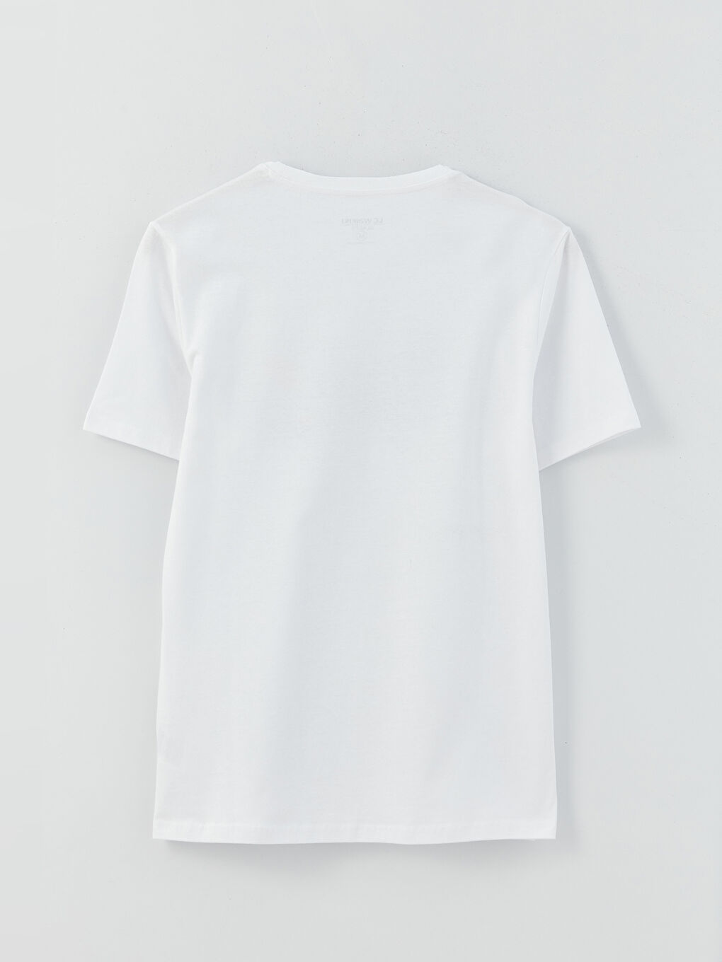 Beyaz Bisiklet Yaka Kısa Kollu Baskılı Penye Erkek Tişört-8