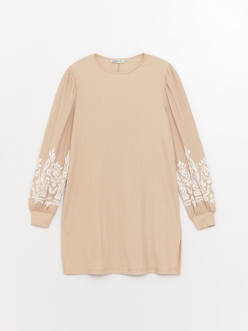 Tunică cu Guler Rotund, Imprimată, Mânecă Lungă pentru Femei-5