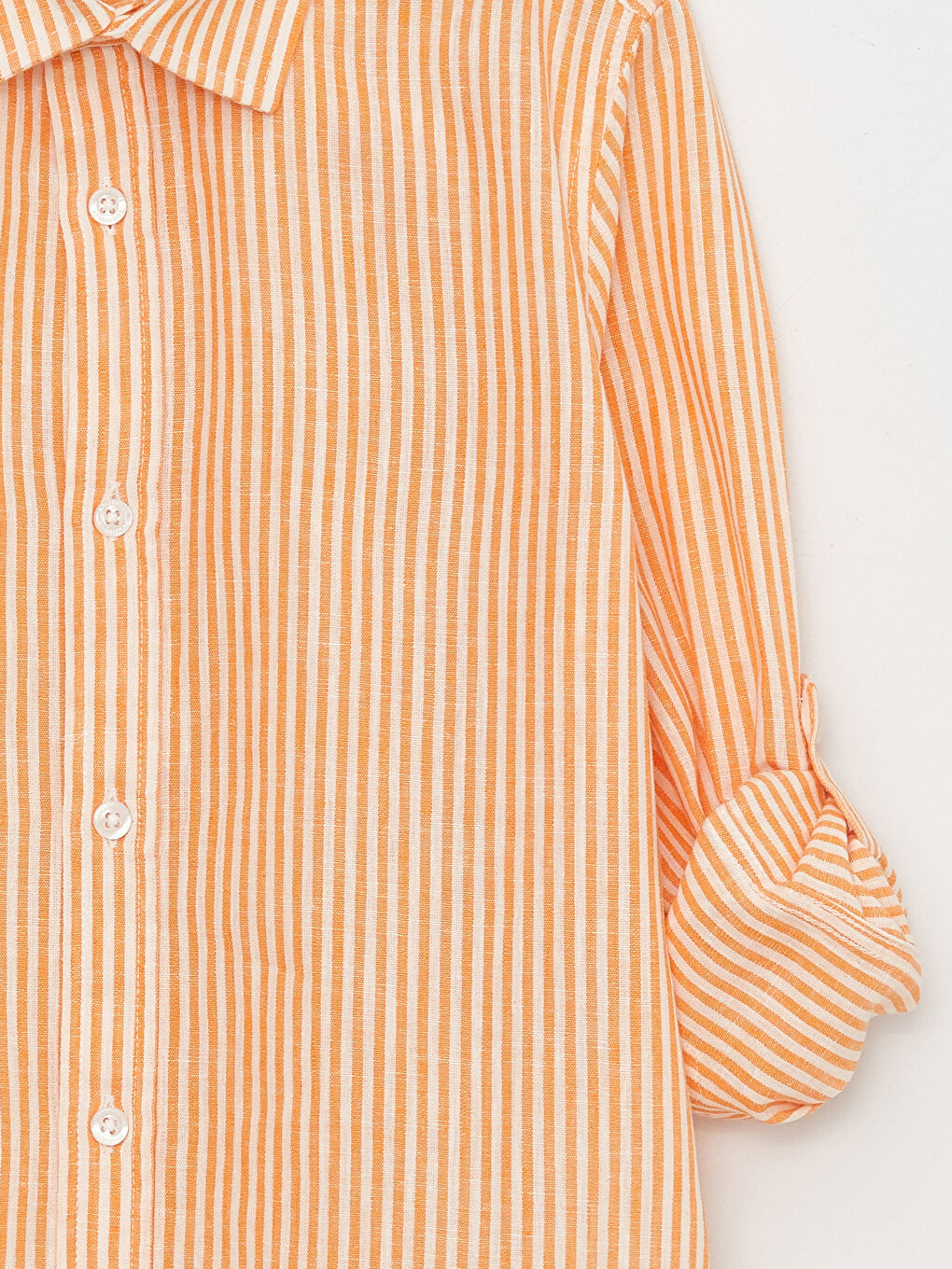 Turuncu Çizgili Uzun Kollu Erkek Çocuk Gömlek-2