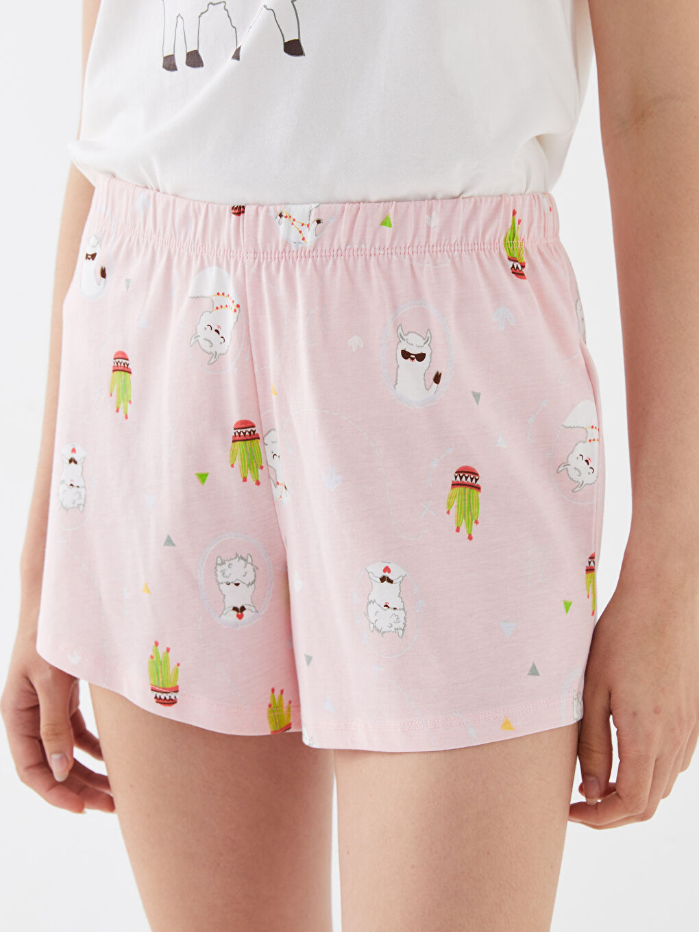 LCW Young Beli Lastikli Desenli Kadın Şort Pijama Altı 2'li -S3FU08Z8-LT4