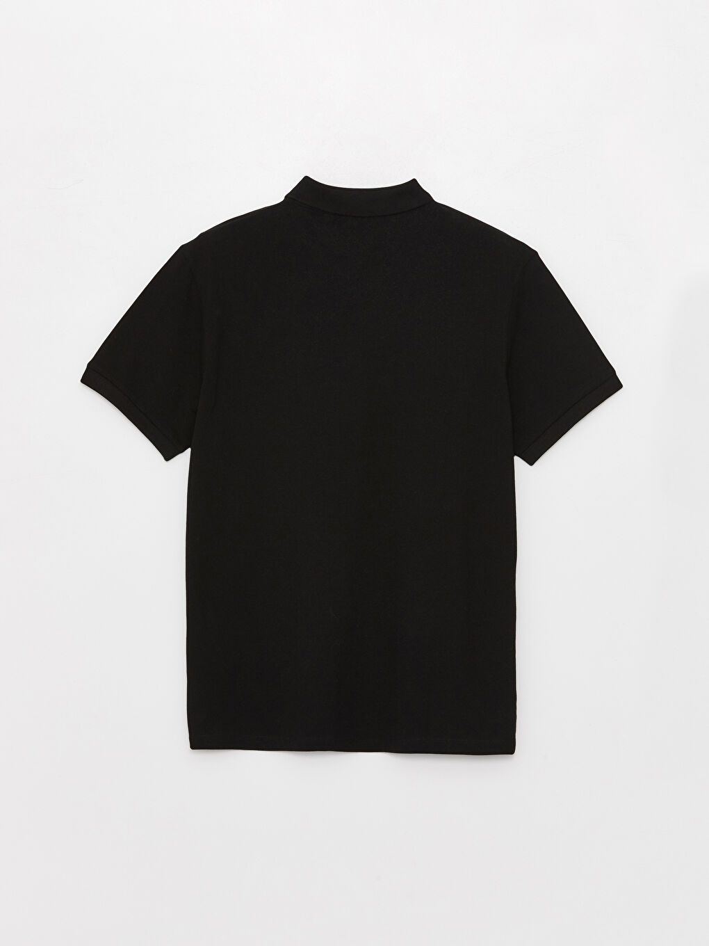 Siyah Polo Yaka Kısa Kollu Penye Erkek Tişört-6