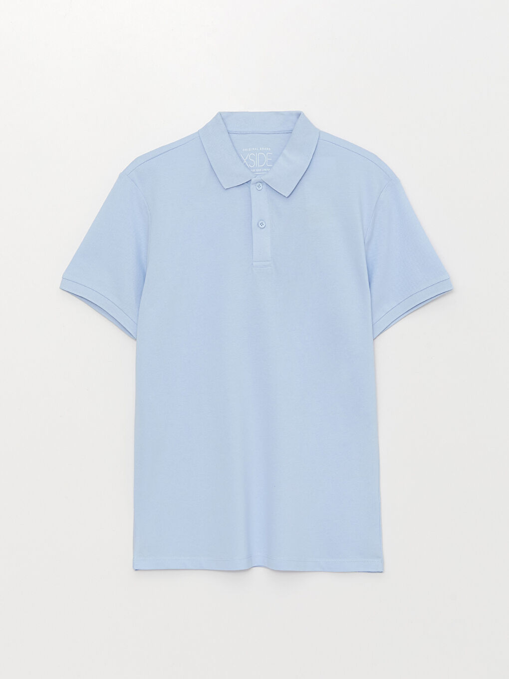 Mavi Polo Yaka Kısa Kollu Penye Erkek Tişört-5
