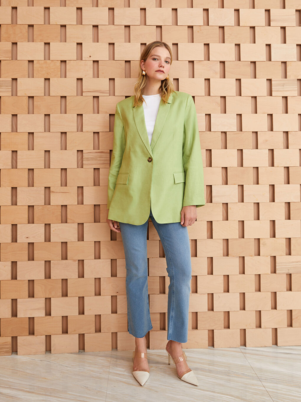 LCW Modest Yeşil %100 Keten Kadın Blazer Ceket - 2
