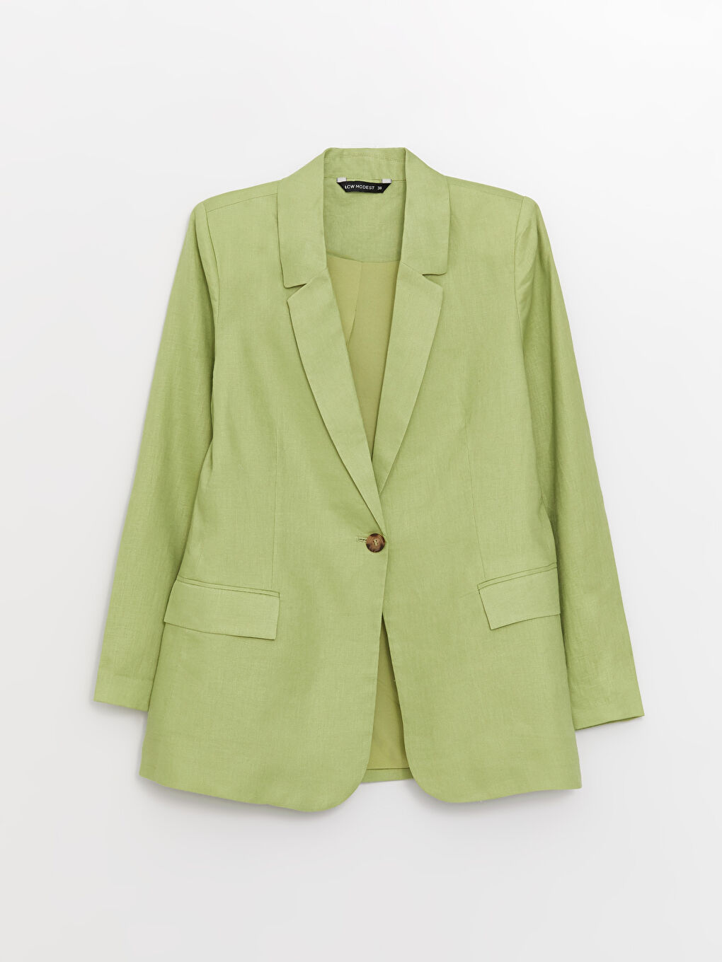 LCW Modest Yeşil %100 Keten Kadın Blazer Ceket - 5