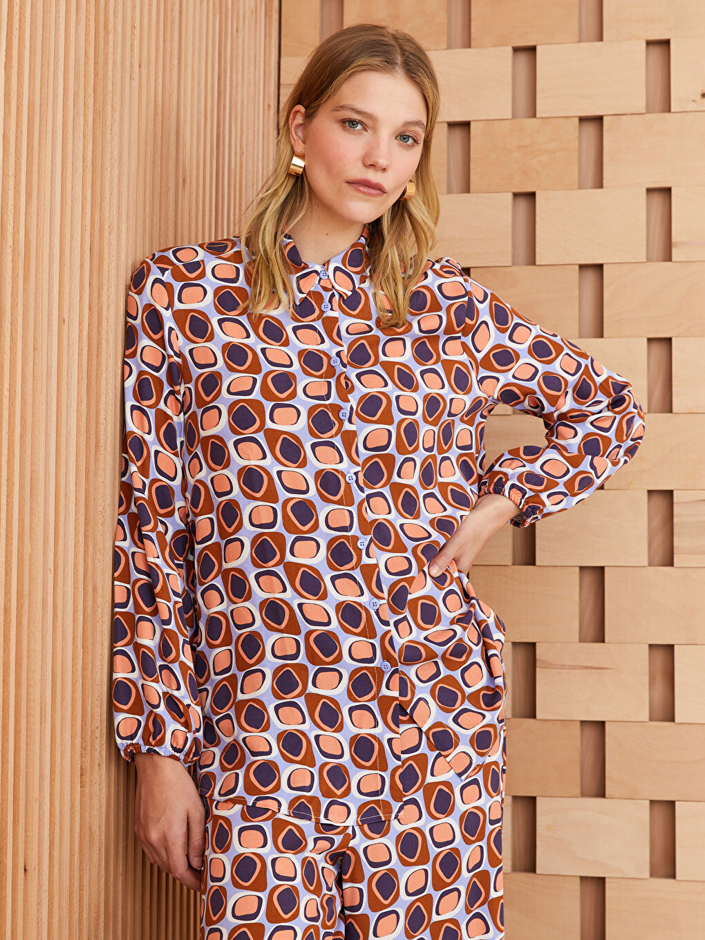 Ženska Košulja Dugih Rukava Sa Dezenom-1