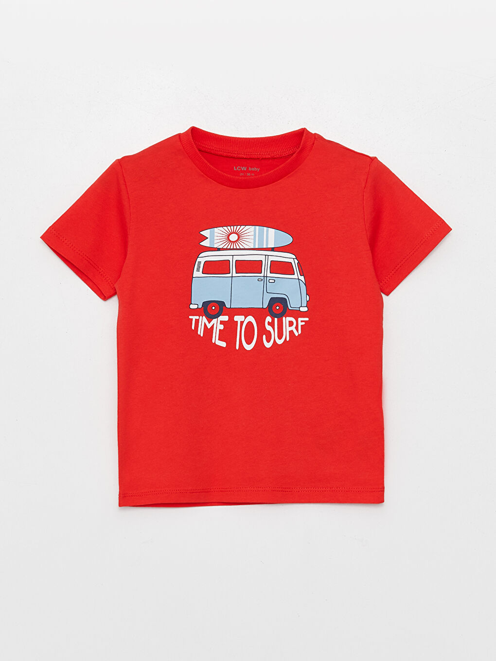 Kırmızı Bisiklet Yaka Kısa Kollu Baskılı Erkek Bebek Tişört