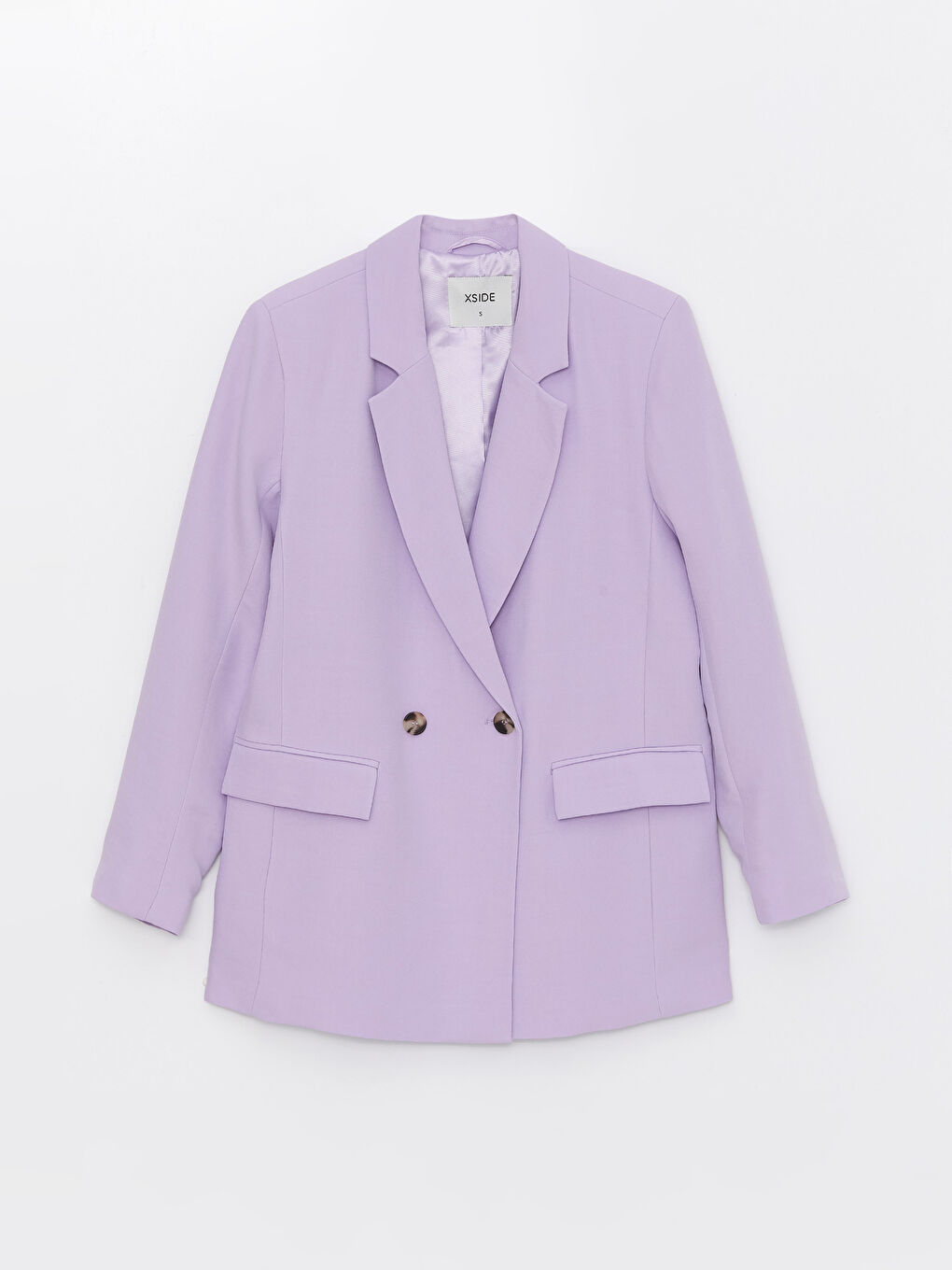 Lila Düz Uzun Kollu Kadın Blazer Ceket-6