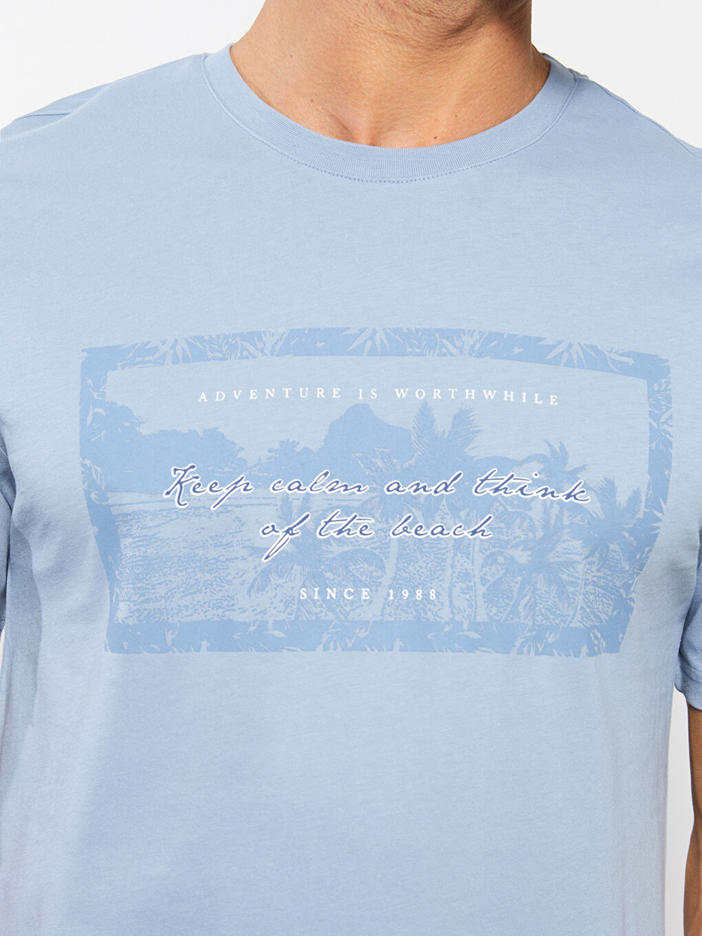 Crew Neck Short Sleeve Printed Combed Cotton Men's T-shirt-3