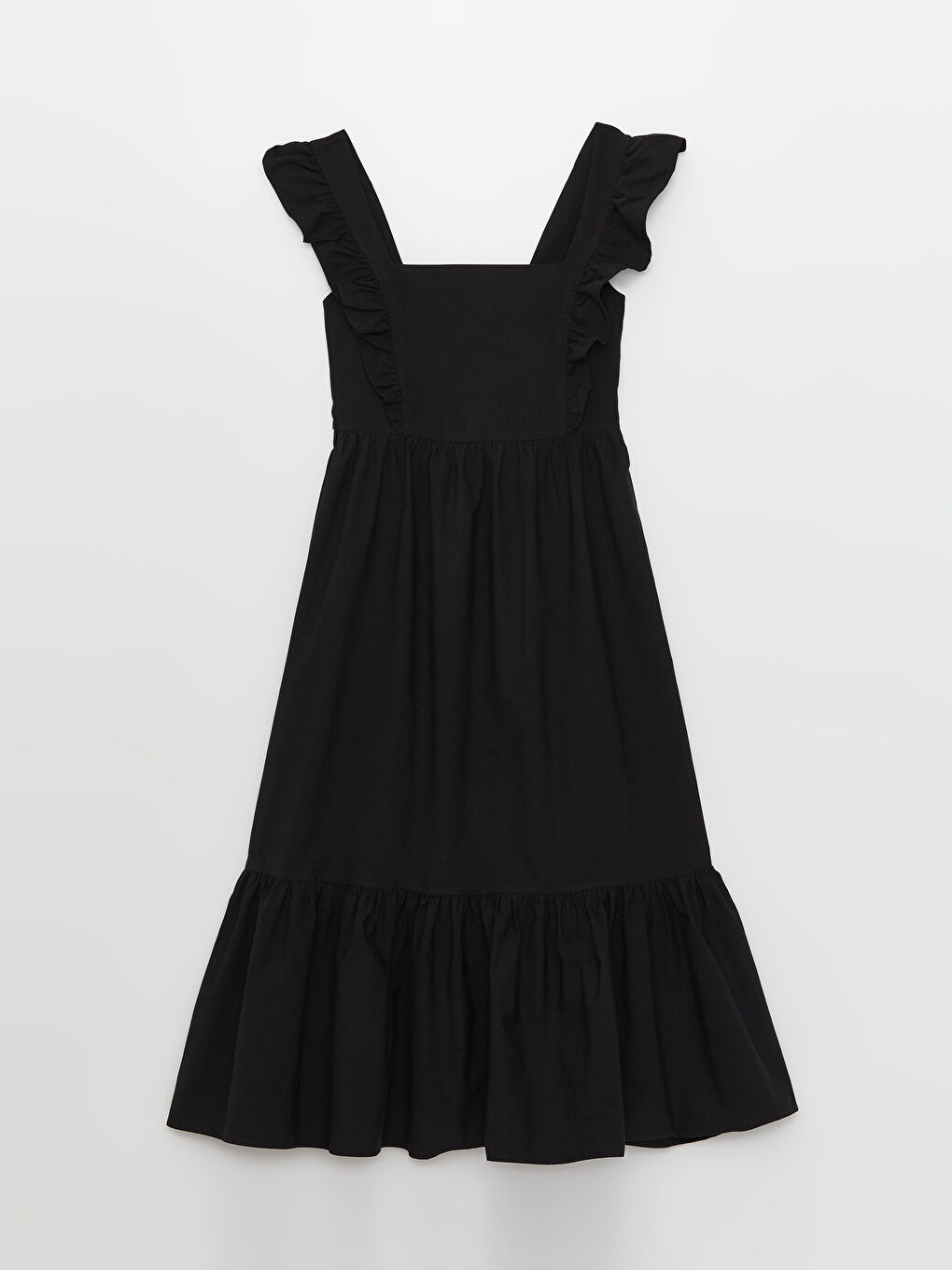 Square Collar Strap Women's Poplin Dress-5