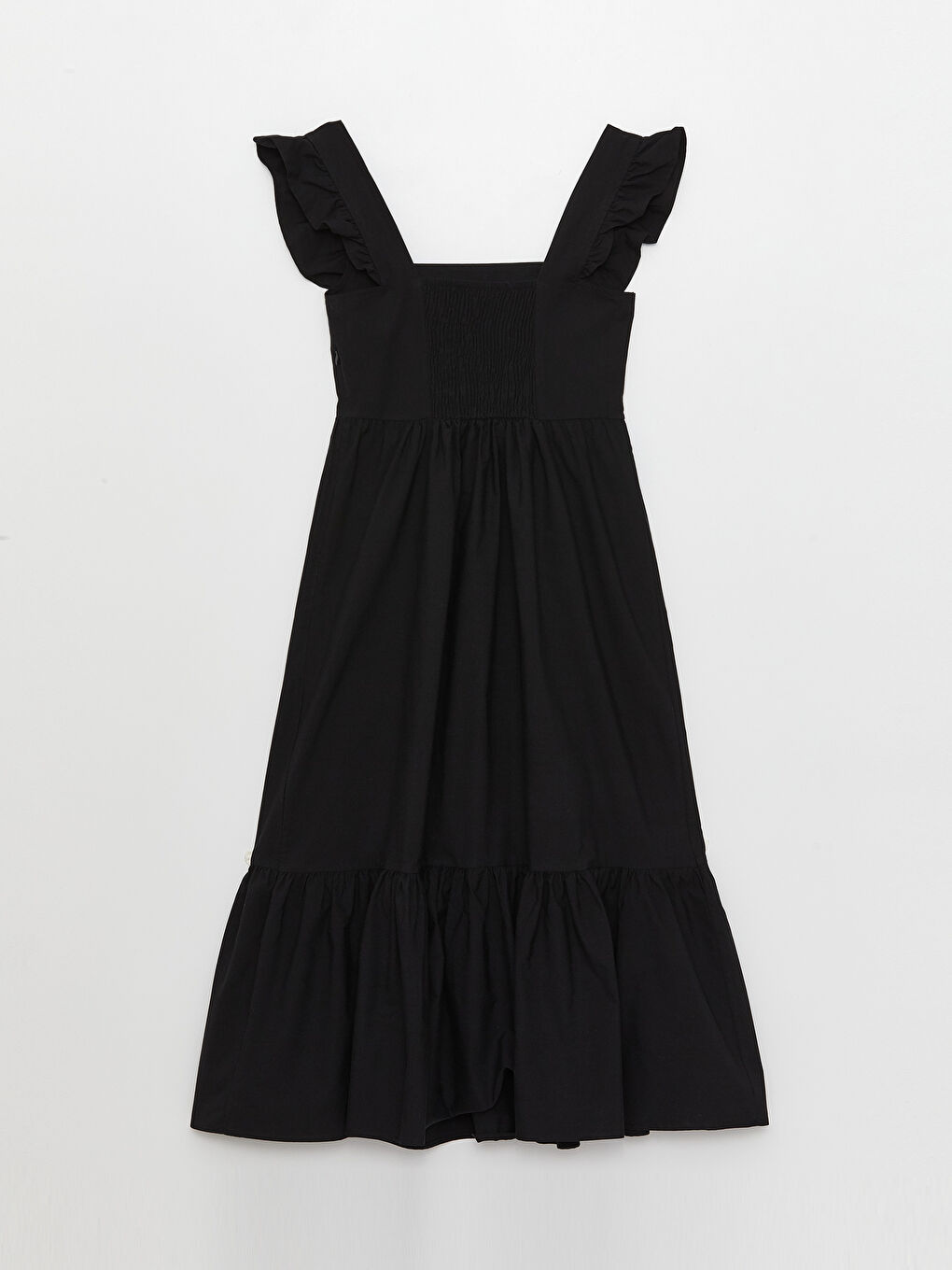 Square Collar Strap Women's Poplin Dress-6