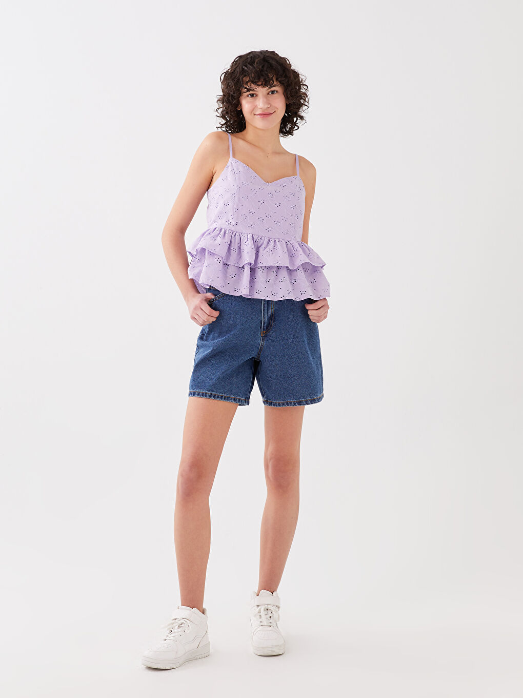 XSIDE Herzausschnitt Selbstgemustert Riemchen Bestickte Bluse für Damen -S3FU45Z8-G0W