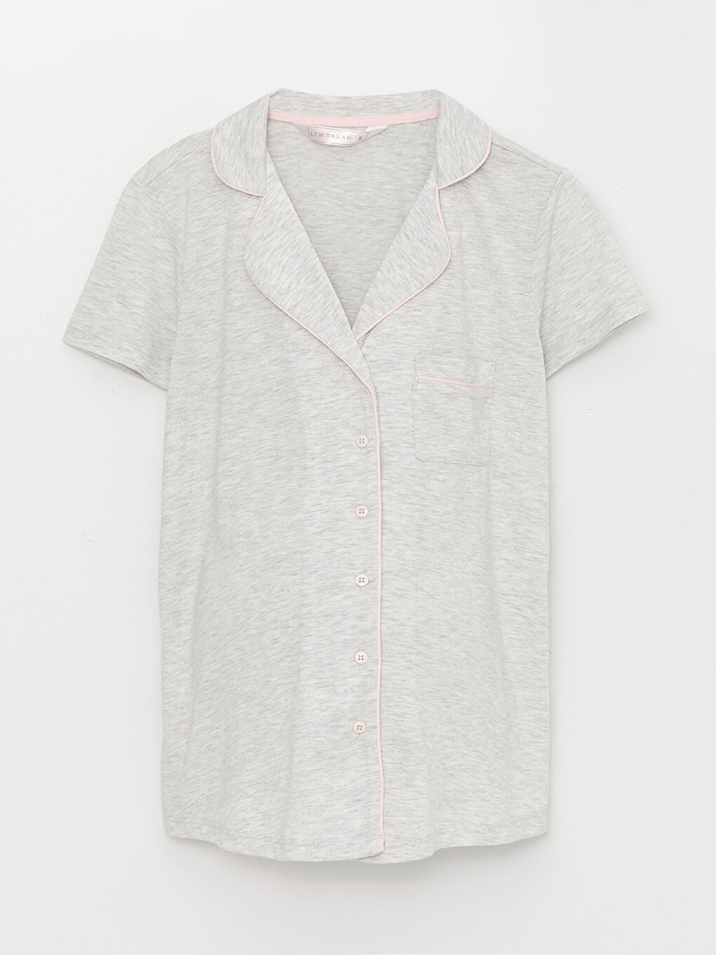 Ensemble Pyjama Court Maternité à Col de Chemise Uni à Manches Courtes et Short-5