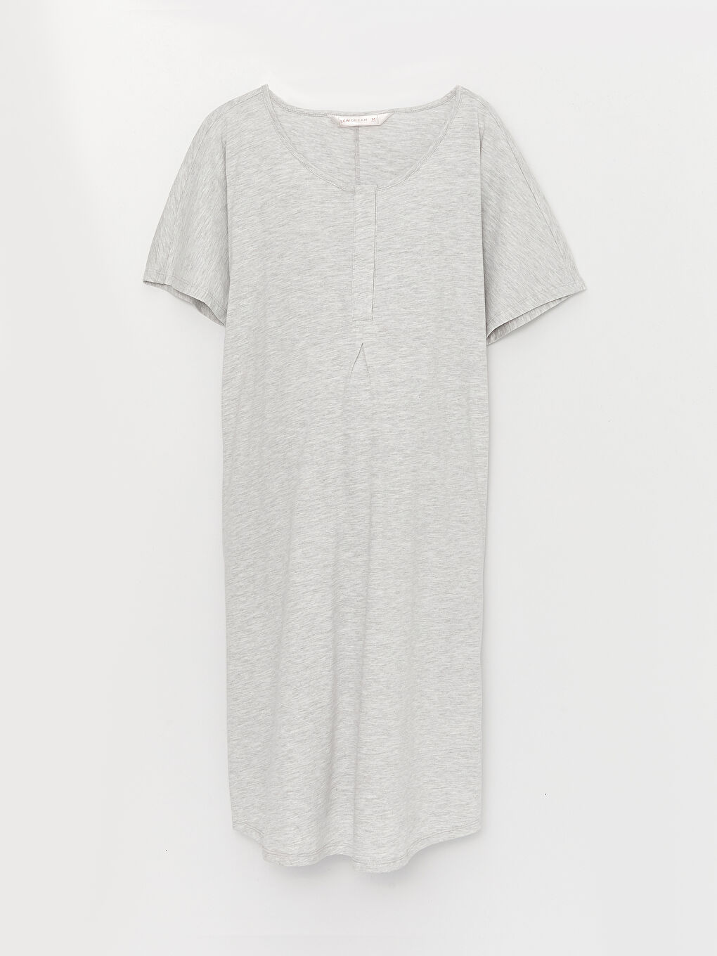 Gri Bisiklet Yaka Düz Kısa Kollu Hamile Gecelik-5