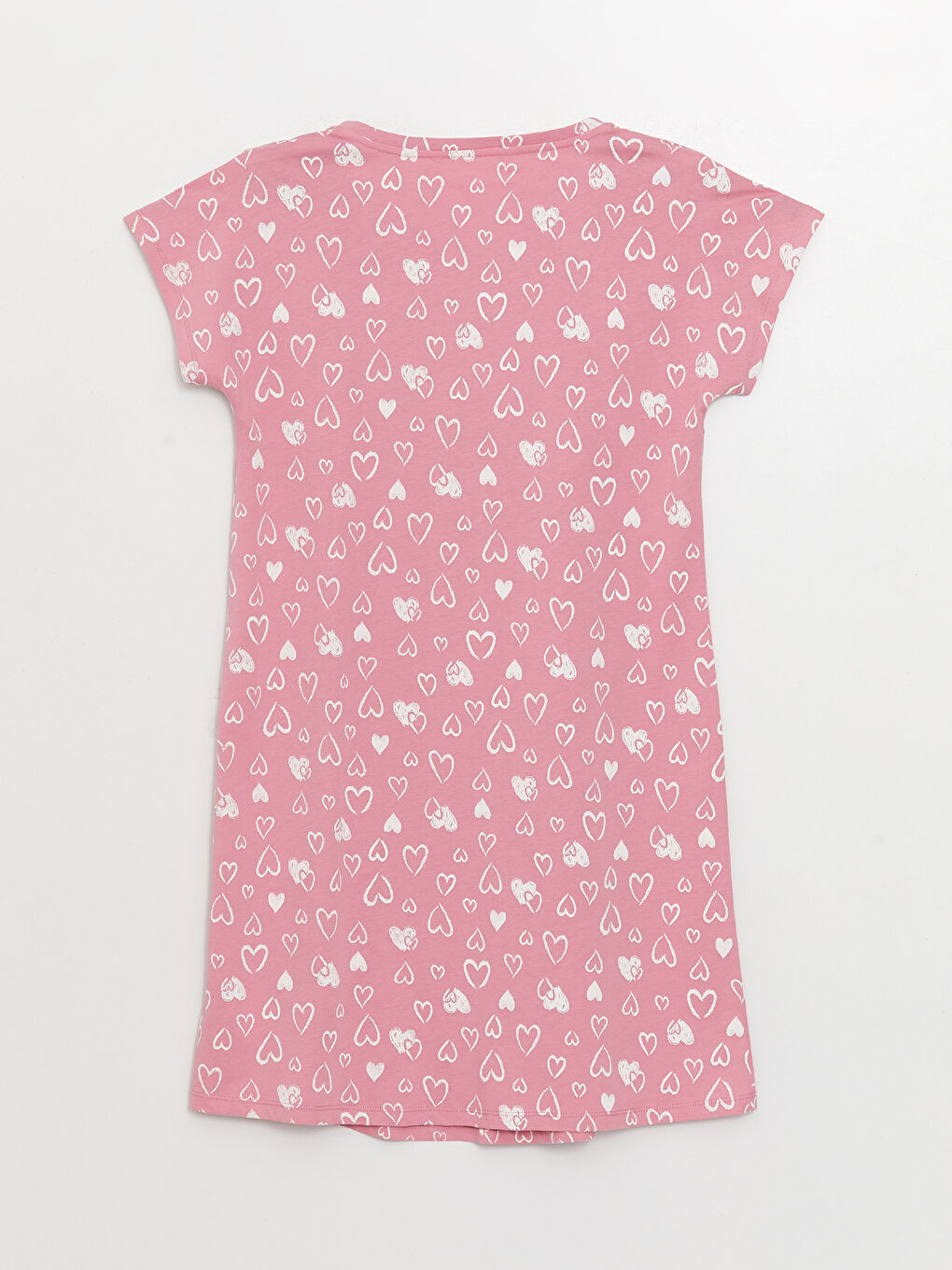 Pembe Bisiklet Yaka Desenli Kısa Kollu Hamile Gecelik-5