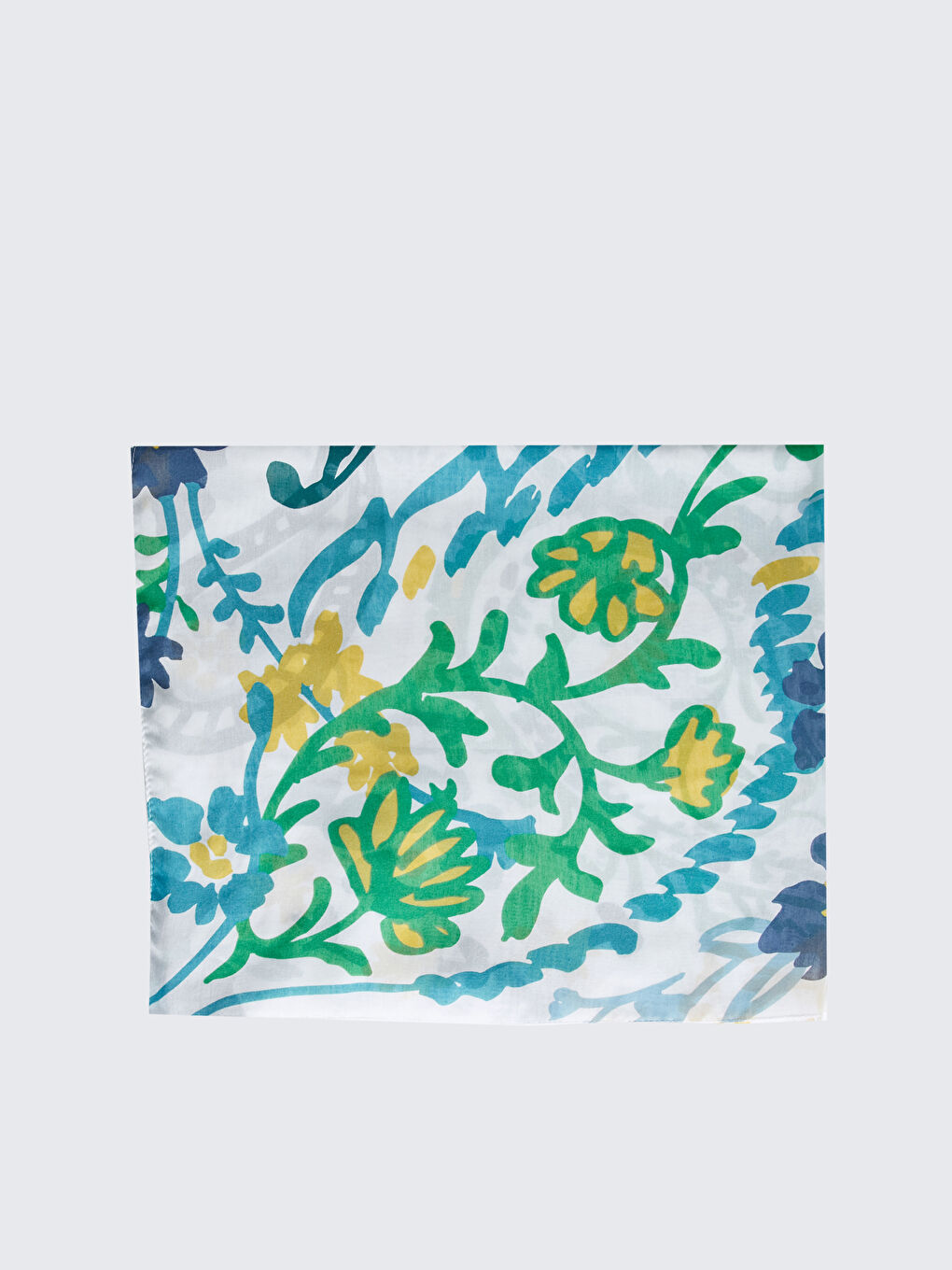 Yeşil Çiçek Desenli Kadın Şal-1