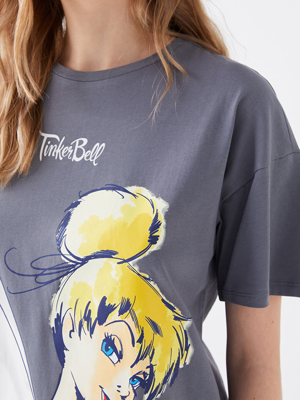 T-shirt à manches courtes imprimé Clochette à col rond pour Femmes-3