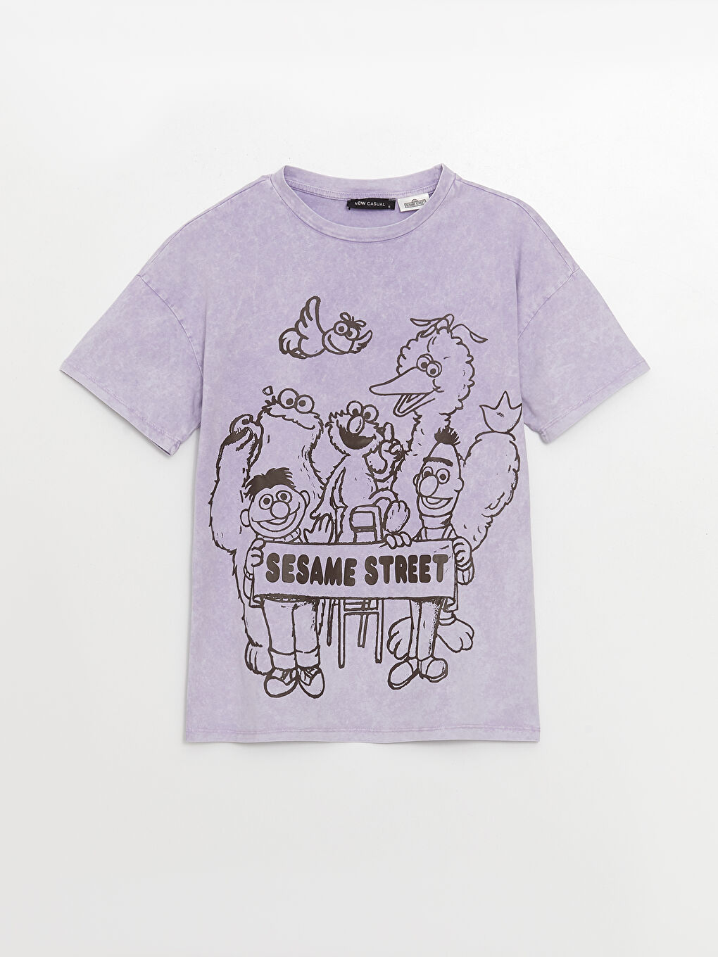 Round Neck Sesame Street Printed Short Sleeve Women's T-Shirt -S3FU78Z8-KYF
