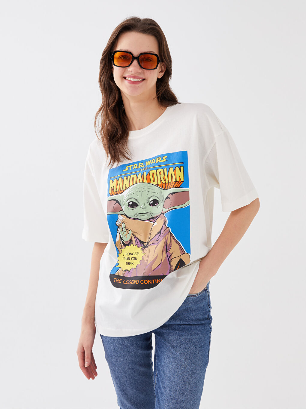 Women's Crew Neck Mandalorian Printed T-Shirt