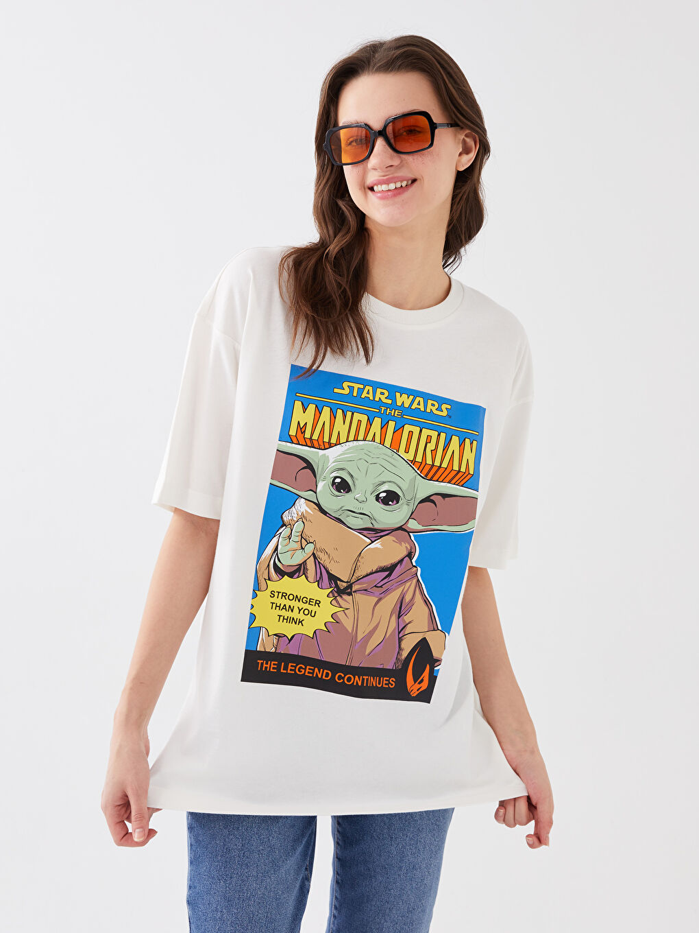 Women's Crew Neck Mandalorian Printed T-Shirt-1