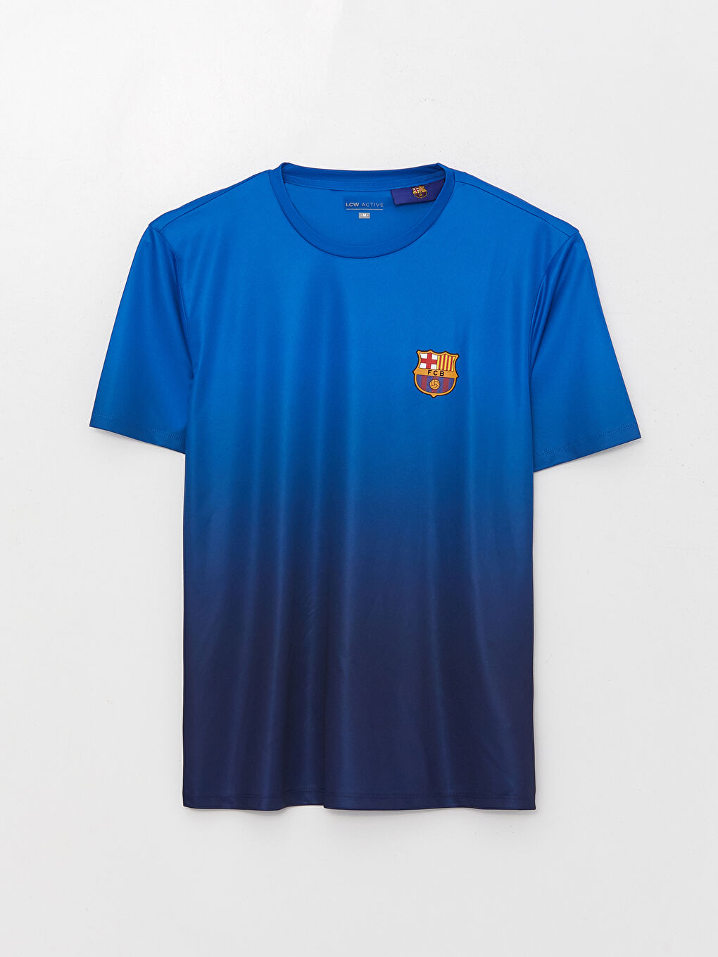 Mavi Bisiklet Yaka Kısa Kollu Barcelona Baskılı Erkek Tişört-5